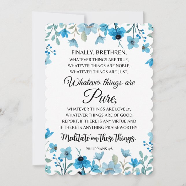 Philippians 4:8 Whatever things are Noble Floral Holiday Card (Front)