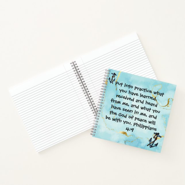 Philippians 4:9 Bible Verse Minimalist Design Notebook (Inside)