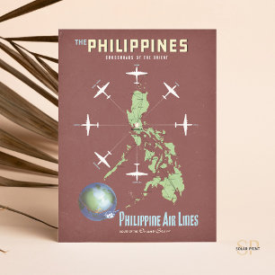 Philippine Airlines Orient Vintage Travel Poster Postcard