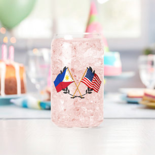 Philippine American Flag Filipino Heritage Vintage Can Glass