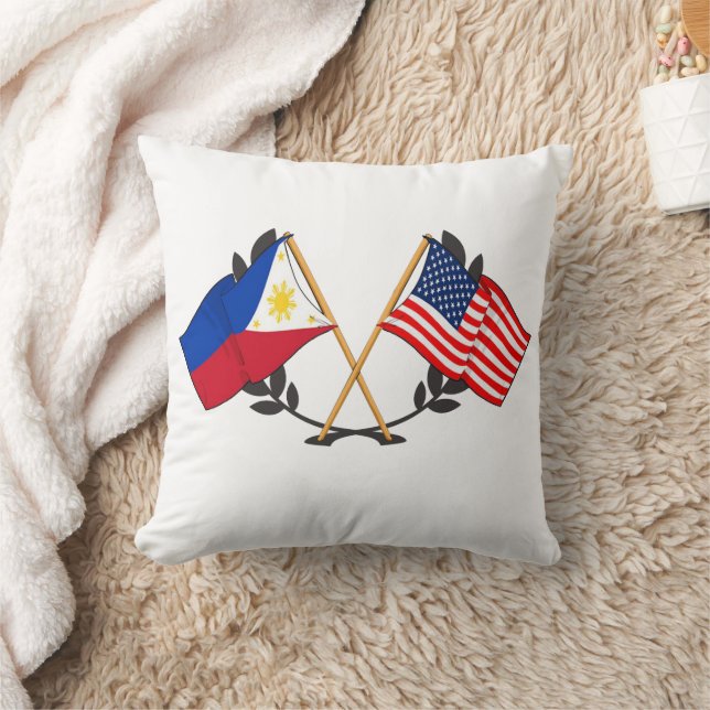 Philippine American Flag Filipino Heritage Vintage Cushion (Blanket)