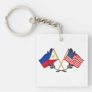 Philippine American Flag Filipino Heritage Vintage Key Ring