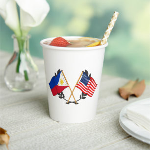 Philippine American Flag Filipino Heritage Vintage Paper Cups