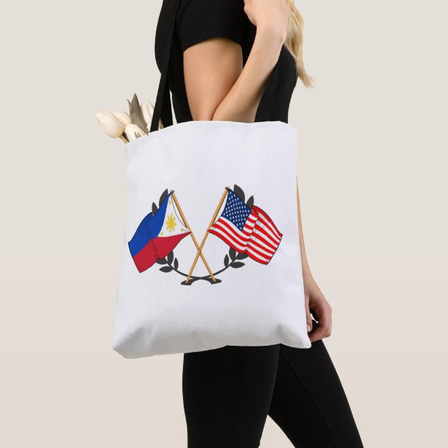 Philippine American Flag Filipino Heritage Vintage Tote Bag (Close Up)