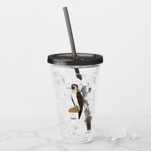 Philippine eagle bird cartoon illustration  acrylic tumbler