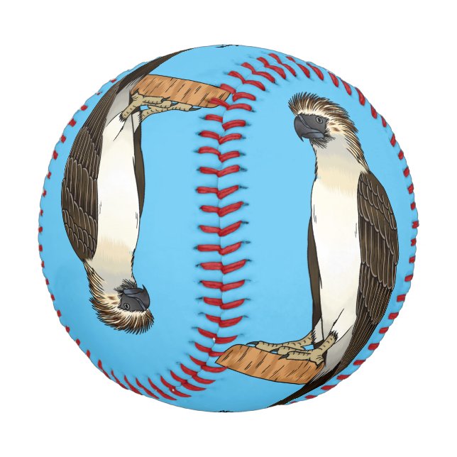 Philippine eagle bird cartoon illustration  baseball (Angled)