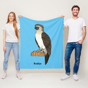 Philippine eagle bird cartoon illustration fleece blanket
