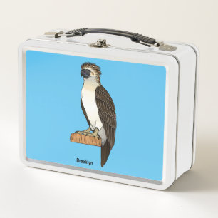 Philippine eagle bird cartoon illustration metal lunch box