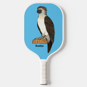 Philippine eagle bird cartoon illustration pickleball paddle