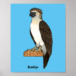 Philippine eagle bird cartoon illustration  poster