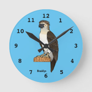 Philippine eagle bird cartoon illustration round clock