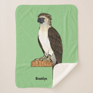 Philippine eagle bird cartoon illustration sherpa blanket