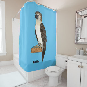 Philippine eagle bird cartoon illustration shower curtain