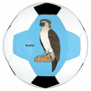 Philippine eagle bird cartoon illustration soccer ball