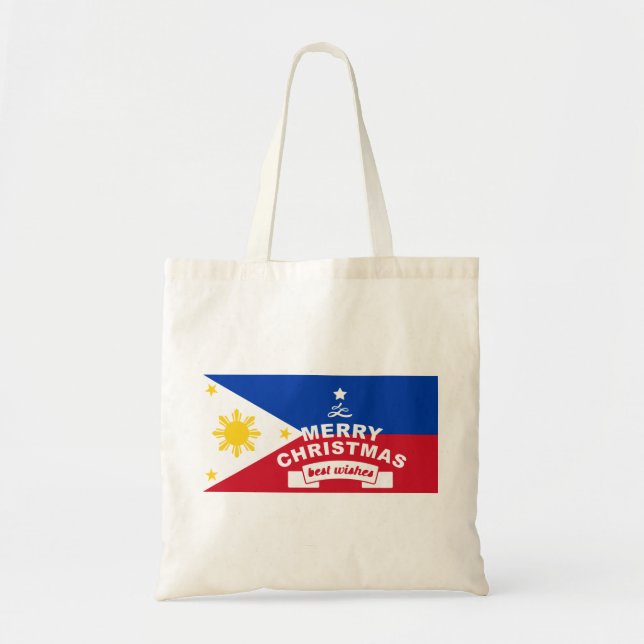 Philippine Flag Christmas: Merry Christmas & Best  Tote Bag (Front)