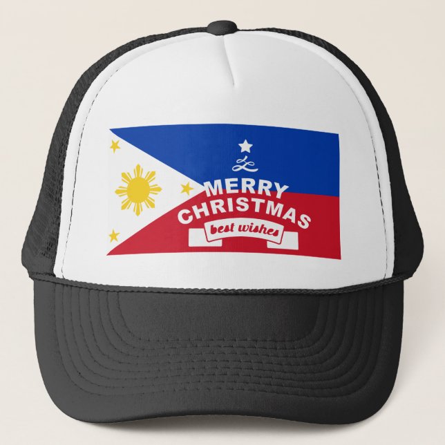 Philippine Flag Christmas: Merry Christmas & Best  Trucker Hat (Front)