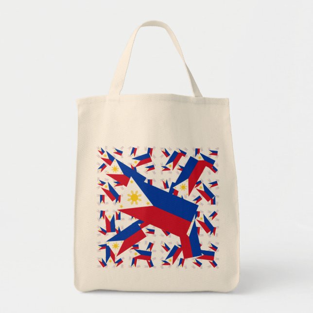 Philippine Flag in Multiple Colourful Layers Askew Tote Bag (Front)