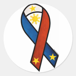Philippine "support"  ribbon classic round sticker