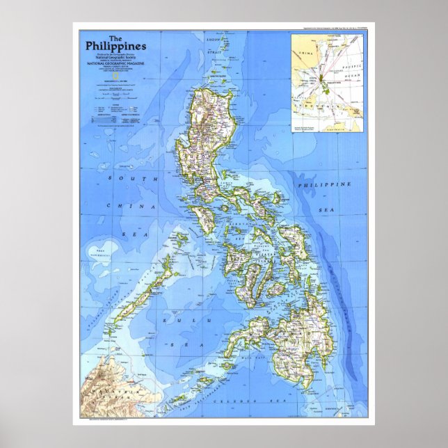 " Philippines: 1986 Detailed MAP ... Poster (Front)