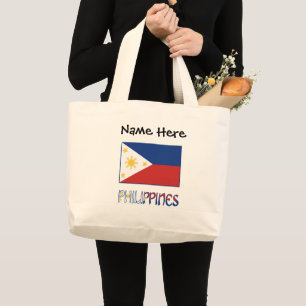 Philippines and Filipino Flag Personalised Large Tote Bag