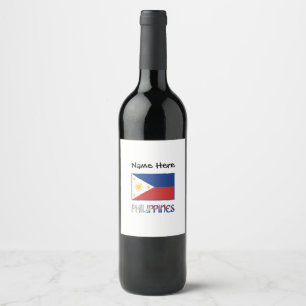 Philippines and Filipino Flag Personalised Wine Label