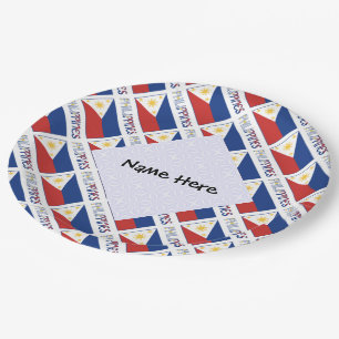 Philippines and Filipino Flag Tiled Personalised Paper Plate