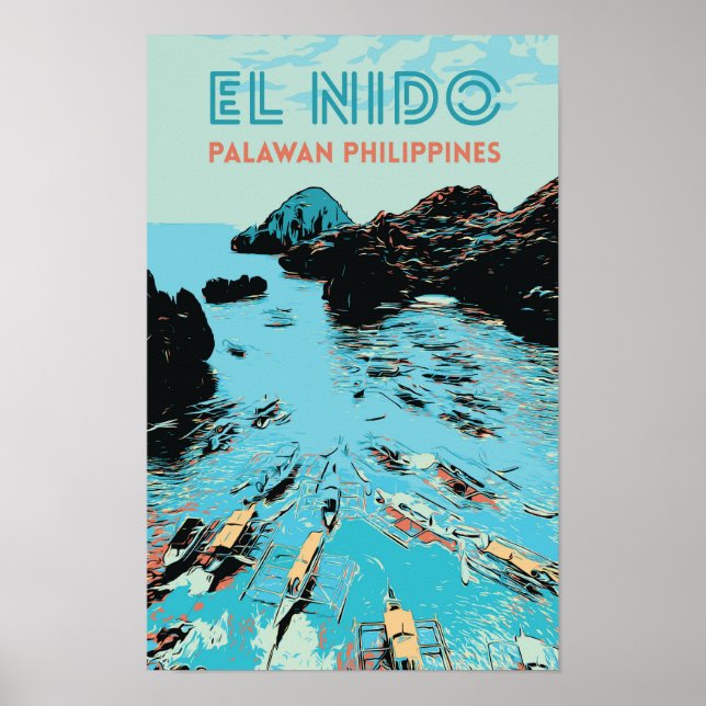 Philippines, boats in wonderful El Nido, Palawan Poster (Front)