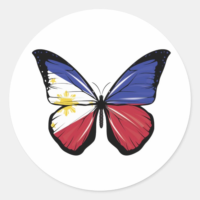 Philippines Butterfly Flag Classic Round Sticker (Front)