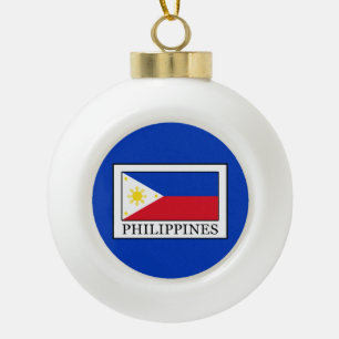 Philippines Ceramic Ball Christmas Ornament