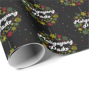 Philippines Christmas Maligayang Pasko Snowflakes Wrapping Paper