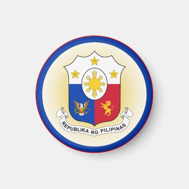 Philippines Coat of Arms Circle Shape Magnet (Front)