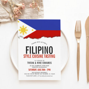 Philippines Cuisine   Party Flag White Invite