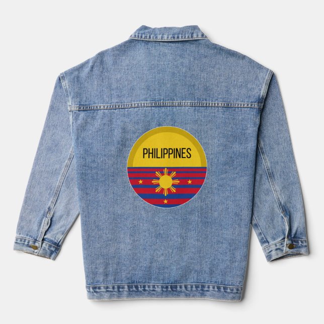Philippines Cute Design Ideas Pattern Sunset Denim Jacket (Back)