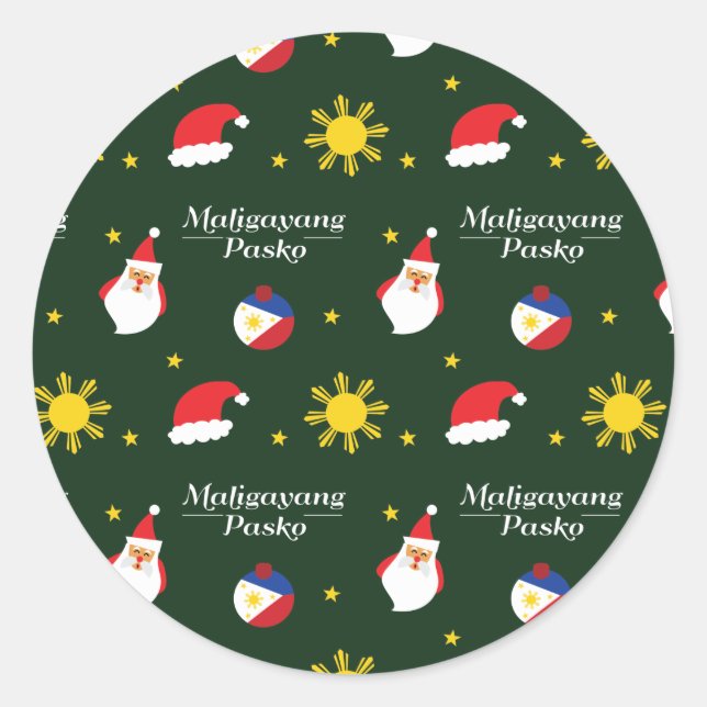 Philippines Filipino Christmas Maligayang Pasko Classic Round Sticker (Front)
