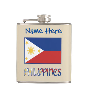 Philippines Filipino Flag Blue Personalisation Hip Flask