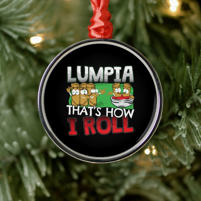 Philippines Filipino Lumpia Food Cartoon Metal Ornament (Tree)