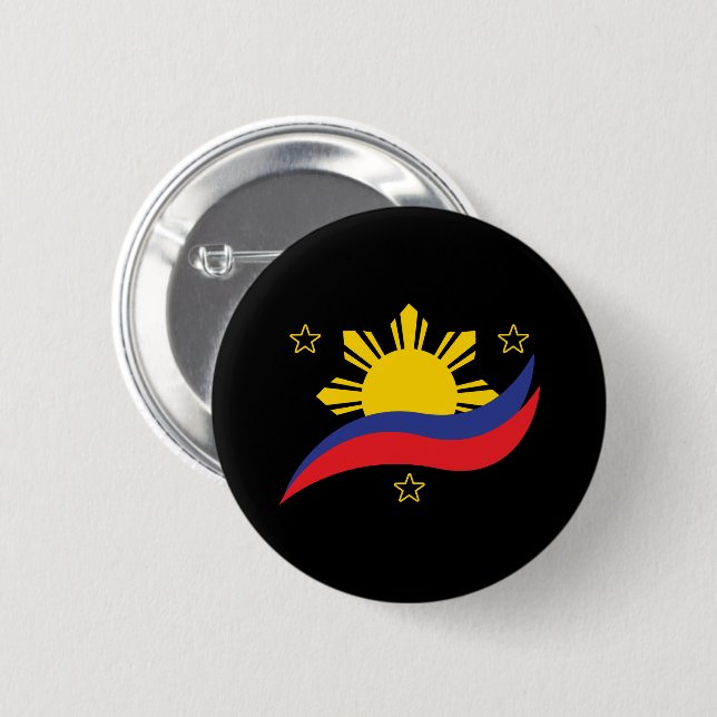 Philippines Filipino Pinoy Flag 6 Cm Round Badge (Front & Back)