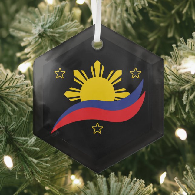 Philippines Filipino Pinoy Flag Glass Tree Decoration (Insitu)