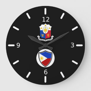 Philippines flag-coat arms large clock