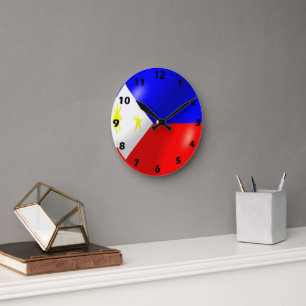 Philippines Flag Design Round Clock
