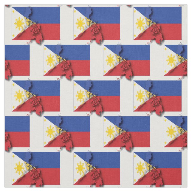 PHILIPPINES Flag Filipino Map Outline Fabric (Swatch)