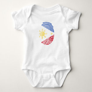 Philippines Flag Fingerprint Baby Bodysuit