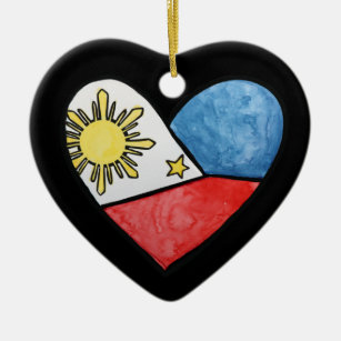 Philippines Flag Heart Art Filipino Pride Pinay    Ceramic Ornament