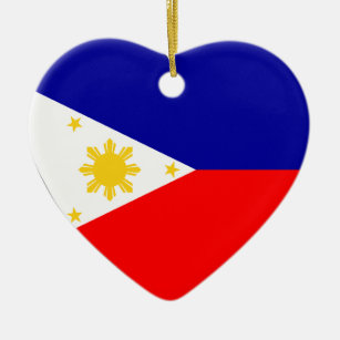 Philippines Flag Heart Ceramic Ornament