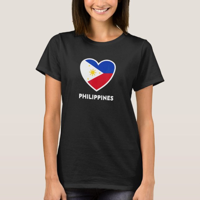 Philippines Flag Heart T-Shirt (Front)