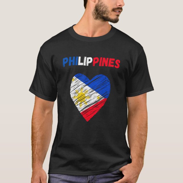Philippines Flag Holiday Philippines Heart Filipin T-Shirt (Front)
