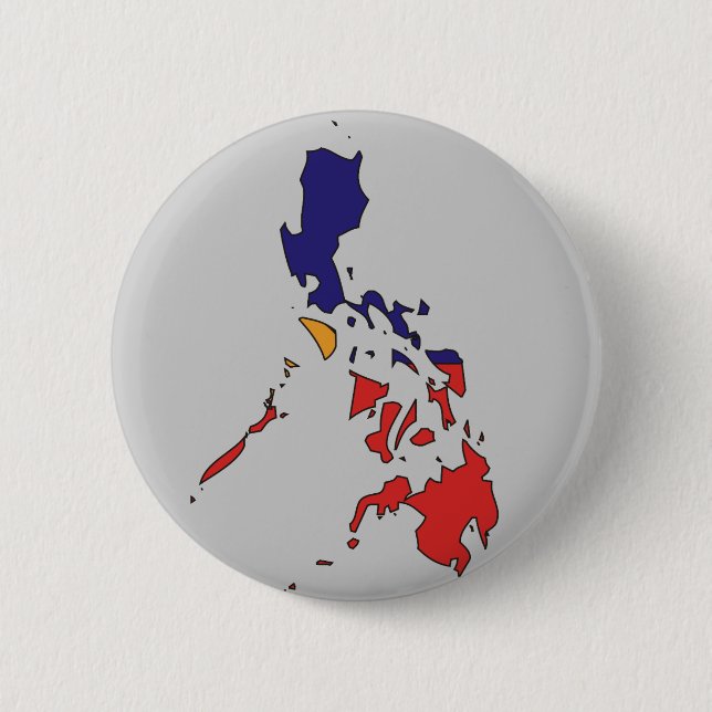 Philippines flag map 6 cm round badge (Front)