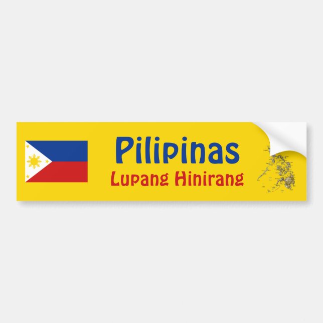Philippines Flag + Map Bumper Sticker (Front)