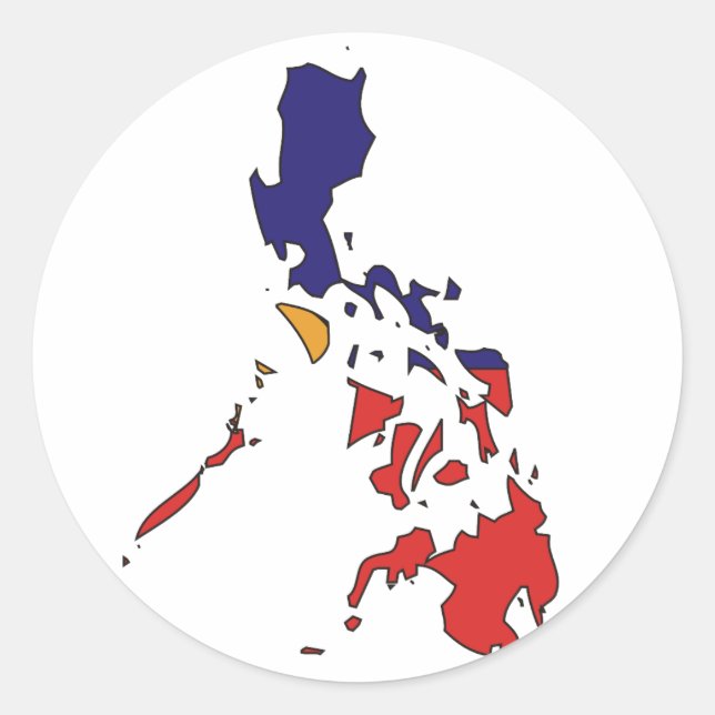 Philippines flag map classic round sticker (Front)