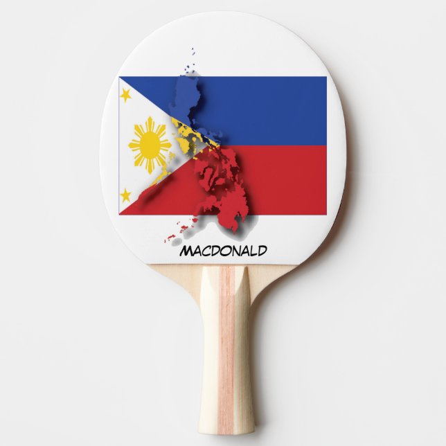 PHILIPPINES FLAG & MAP Personalised Ping Pong Paddle (Front)